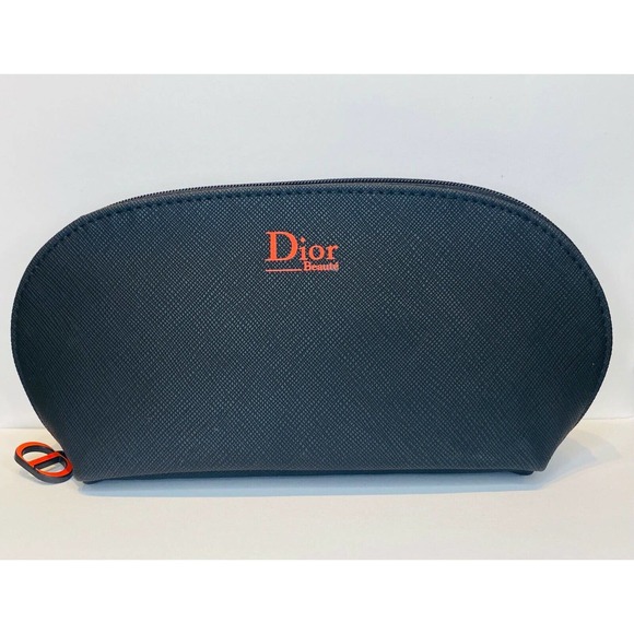 NEW DIOR BEAUTY Black & Red CD Logo MAKEUP POUCH COSMETIC BAG - Picture 1 of 8